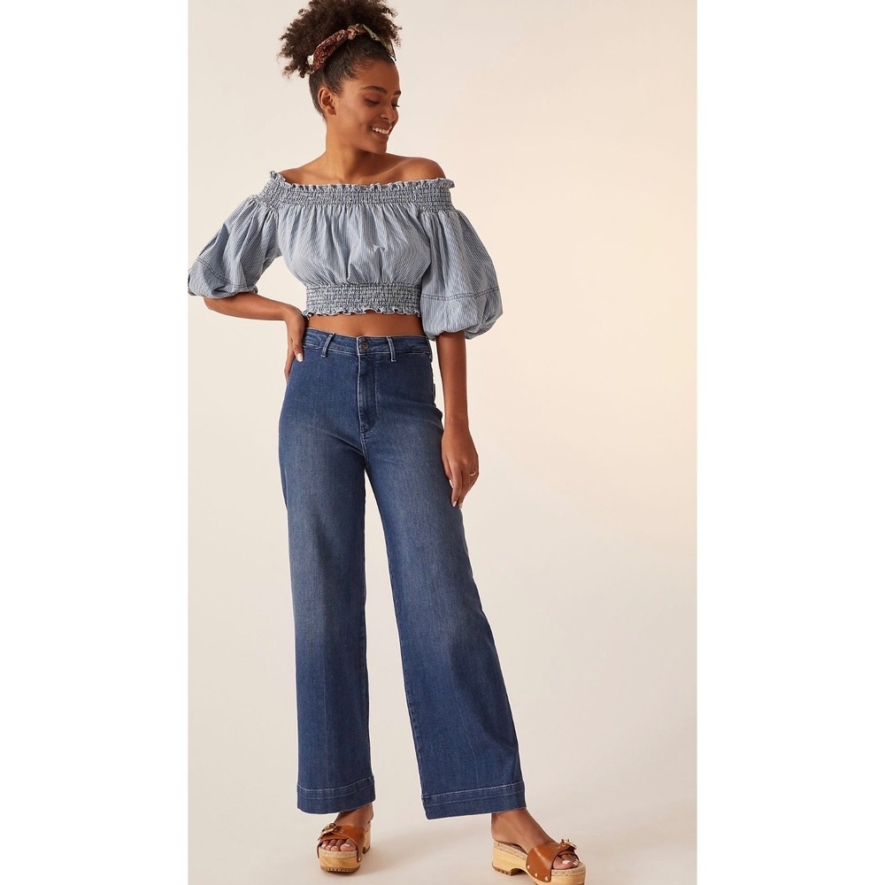Pilcro Sz 24 The Skipper High Waisted Wide Leg Jeans Pocket Trousers READ